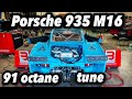 Twin Turbo Porsche 935 M16 dyno: 662whp on pump 91!