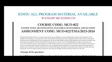 mco 22 solved assignment 2023-24 / ignou mco 22 solved assignment 2023-24 /IGNOU mcom mco 22 #ignou