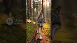 Волк и заяц на волке