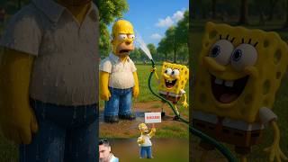 The Simpsons family having fun with SpongeBob #thesimpsons #simpsons #spongebob