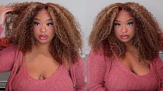 Finally a KlNKY CURLY Blonde highlight wig INSTALL ft BEAUTYFOREVER HAIR
