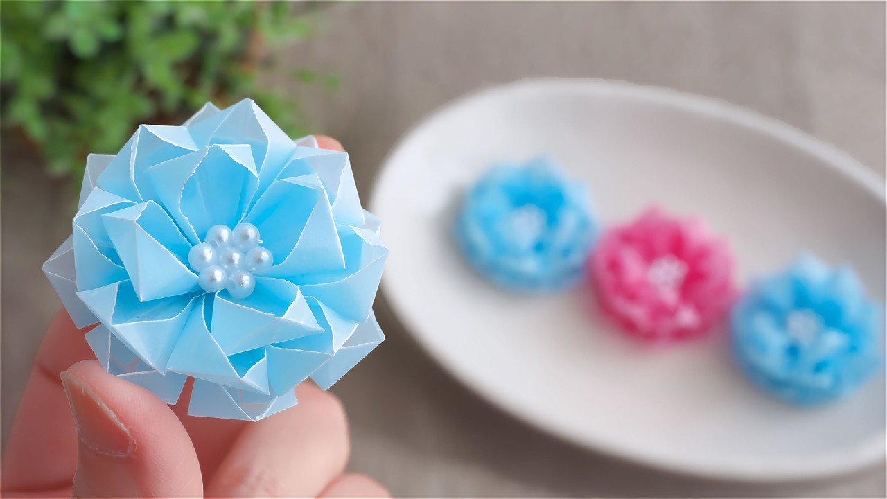 ある 折り紙フラワー 折り紙で華やかなダリア風ペーパーフラワーの作り方｜Paper Dahlia