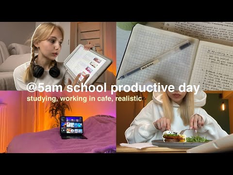 ШКОЛЬНЫЙ продуктивный день c 5 утра | a productive study vlog *realistic*