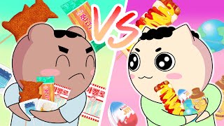 먹방 대결! 요즘 잼민이 음식 먹방 VS 옛날 잼민이 음식 먹방 (feat. 쫀디기)