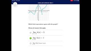 Project Precalc: Unit #10 Quiz #1 Limits and Continuity