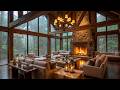Rainy Cabin Ambience With Jazz Relaxing Music Warm Fireplace Sounds For Study Work Sleep
