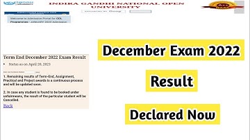 Ignou December 2022 Result Declared  | Mister Ignou #ignou #result