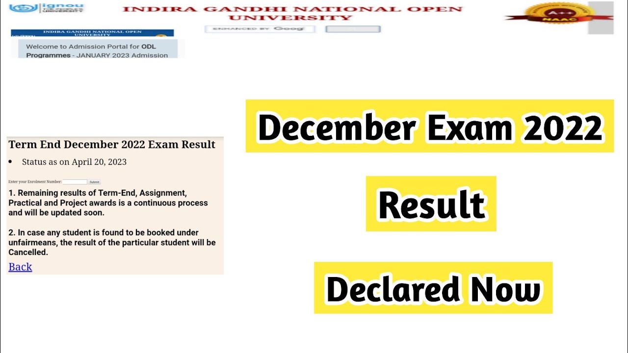 Ignou December 2022 Result Declared  | Mister Ignou 