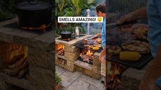 Grizzling burgers in a tropical outdoor kitchen! 🍔🌴 #shorts #cooking #asmr