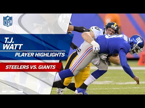 T.J. Watt's 2 Sacks in Debut Game! | Steelers vs. Giants | Preseason Wk 1 Player Highlights