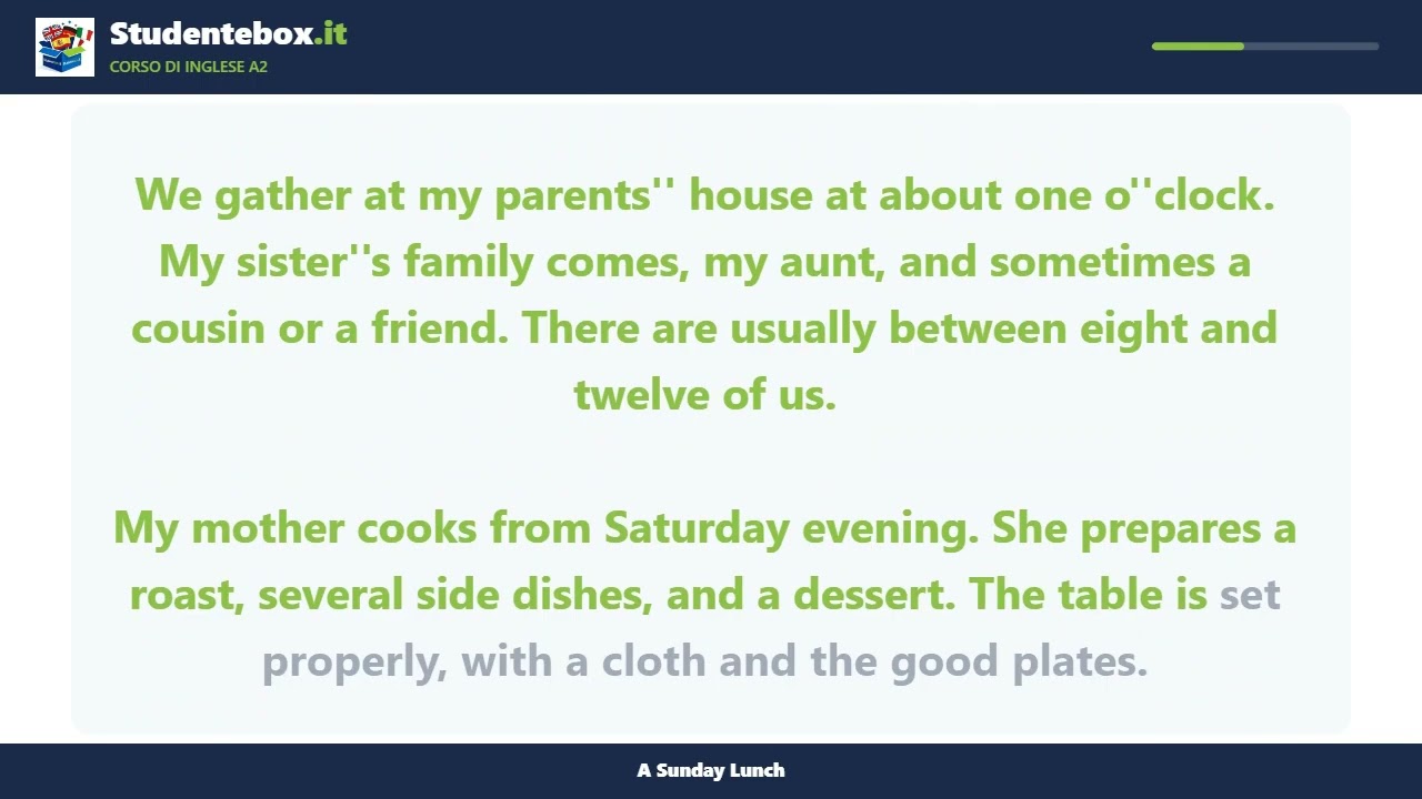 Video thumbnail: A Sunday Lunch — English A2