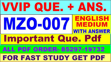 MZO 007 important questions with answer in English | mzo 007 Previous Year Question Paper