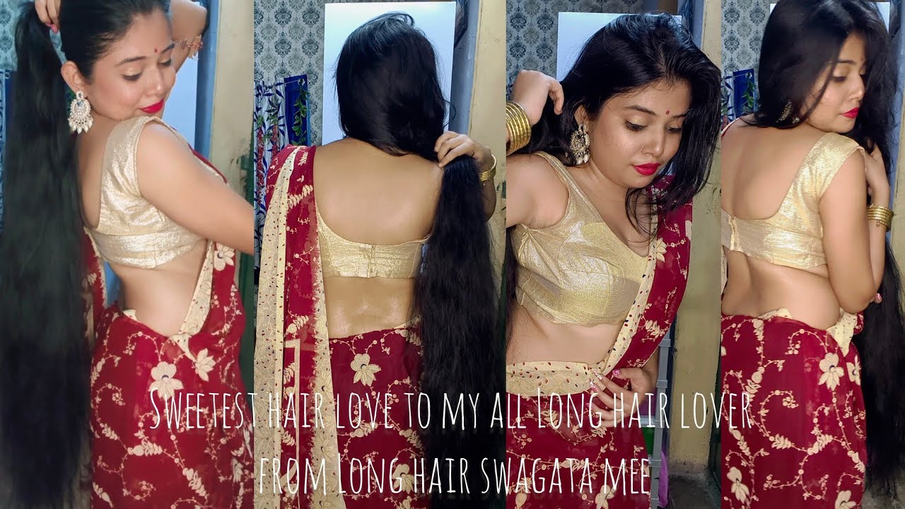 Flaunting long hair play by indian rupangel Long hair swagata mee।।bihari style। ।Hottest hairplay।।