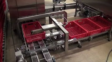 Automated bread crate filling and stacking, plastic tray stacker/destacker