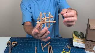 Half straw icosahedron tensegrity build