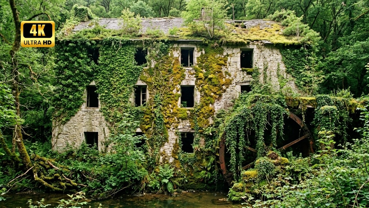 A Mill Abandoned for 120 Years Hidden Behind a Secret Waterfall in the Deep Forest (ASMR)