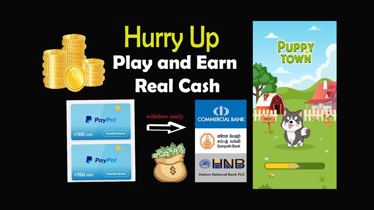 ||Earn Dollars by playing Puppy Town ||Sinhala Tutorial||Mobile gaming app||Hurry Up!