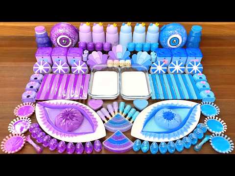 Relaxing slime mixing – Glossy purple vs blue bead and floam