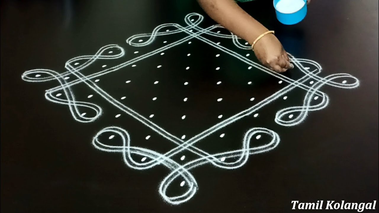 Melikala muggulu|simple kambi kolam|sikku kolam with 11dots|melikala muggulu|sikku kolangal|kolam