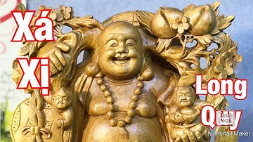 Phật di lặc đứng long quy đục tam phúc vác cành đào chất gỗ xá xị gù hương thơm mát  Lh 0966336318