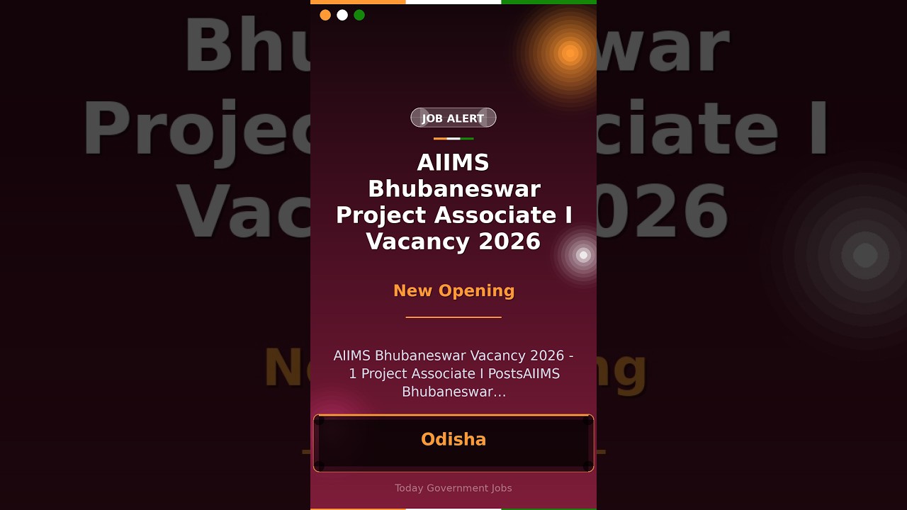 AIIMS Bhubaneswar Project Associate I Vacancy 2026