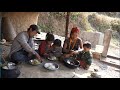 Nepali village  cooking potatoes and vegetables in the village