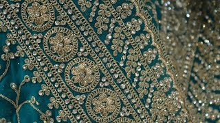 AR-1225 "The Teal Blue" Premium Designer Saree||Georgette Fabric||Crystals||Glittering Embroidery screenshot 4