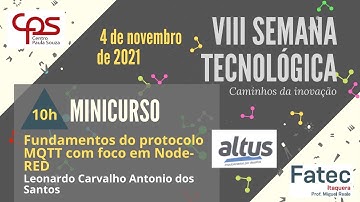 Minicurso: "Fundamentos do Protocolo MQTT com Foco em NodeRED - VIII Semana Tecnológica.