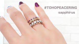 【ビーズステッチ】TOHOピースリングの基本の作り方とアレンジ作品 ビーズリング TOHO PEACE RING Project / Tutorial