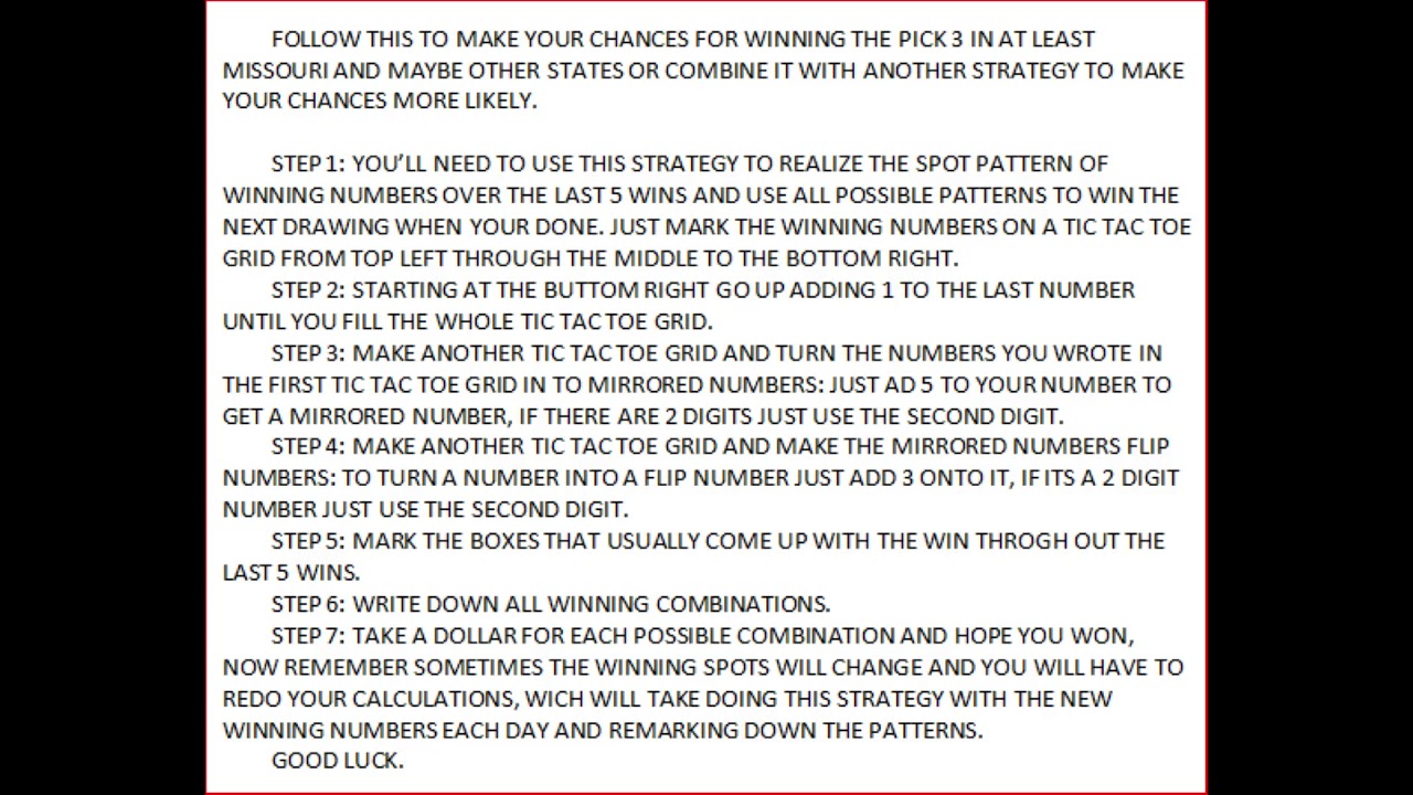 PICK 3 STRATEGY YouTube
