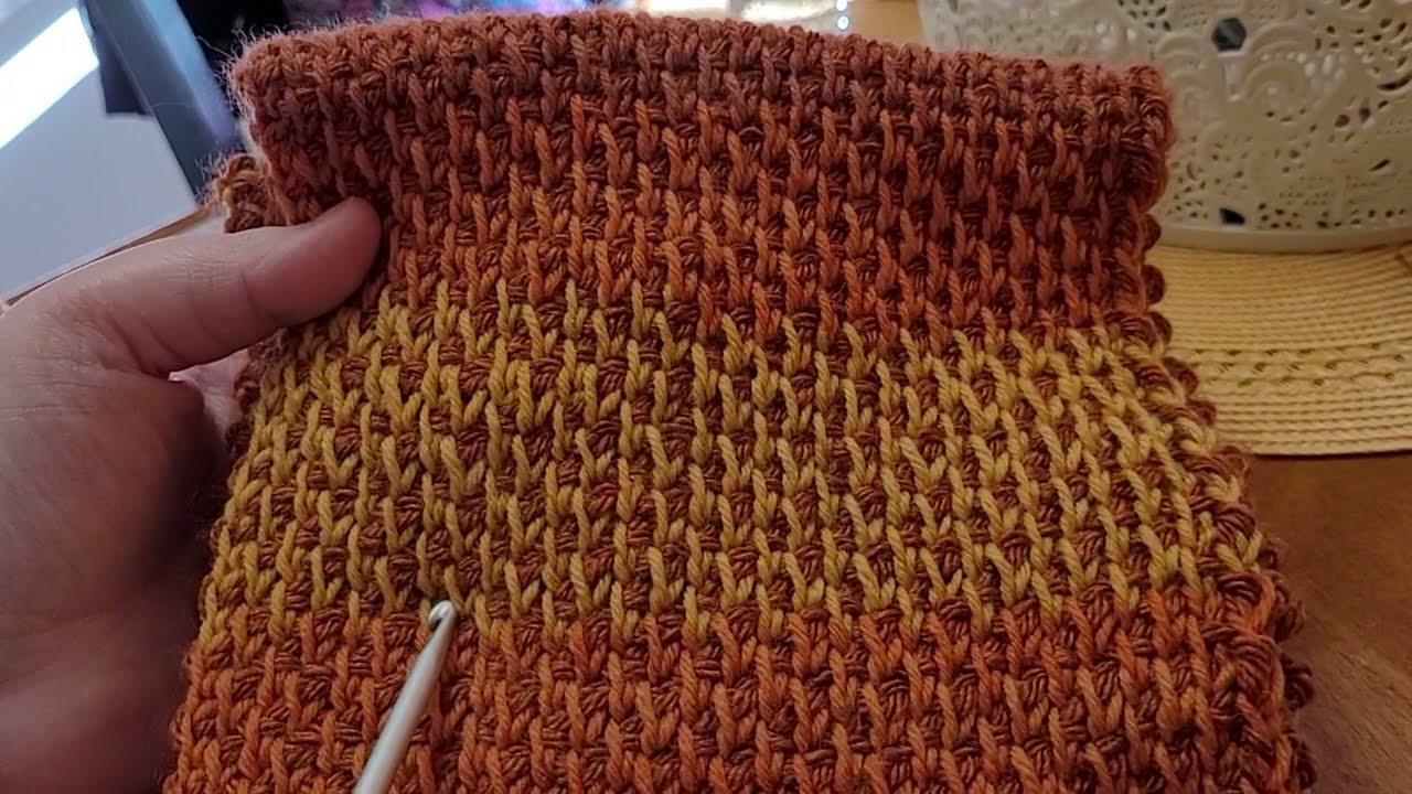 Tunisian Crochet with 2 Colors