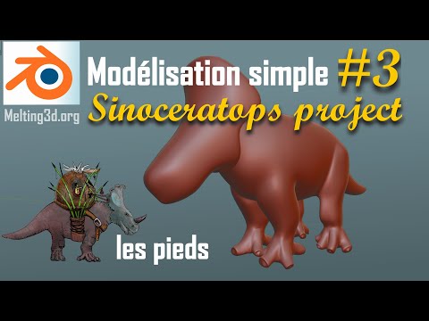 Modélisation débutant - Sinoceratops project - #3 les pieds  - Blender 2.93 tutoriel en français