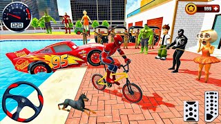🥰Spiderman Game🦚Became Escape From Hulk🎉Police Modified Mc Queen Car Indian Thift Auto Simulator #2 screenshot 5
