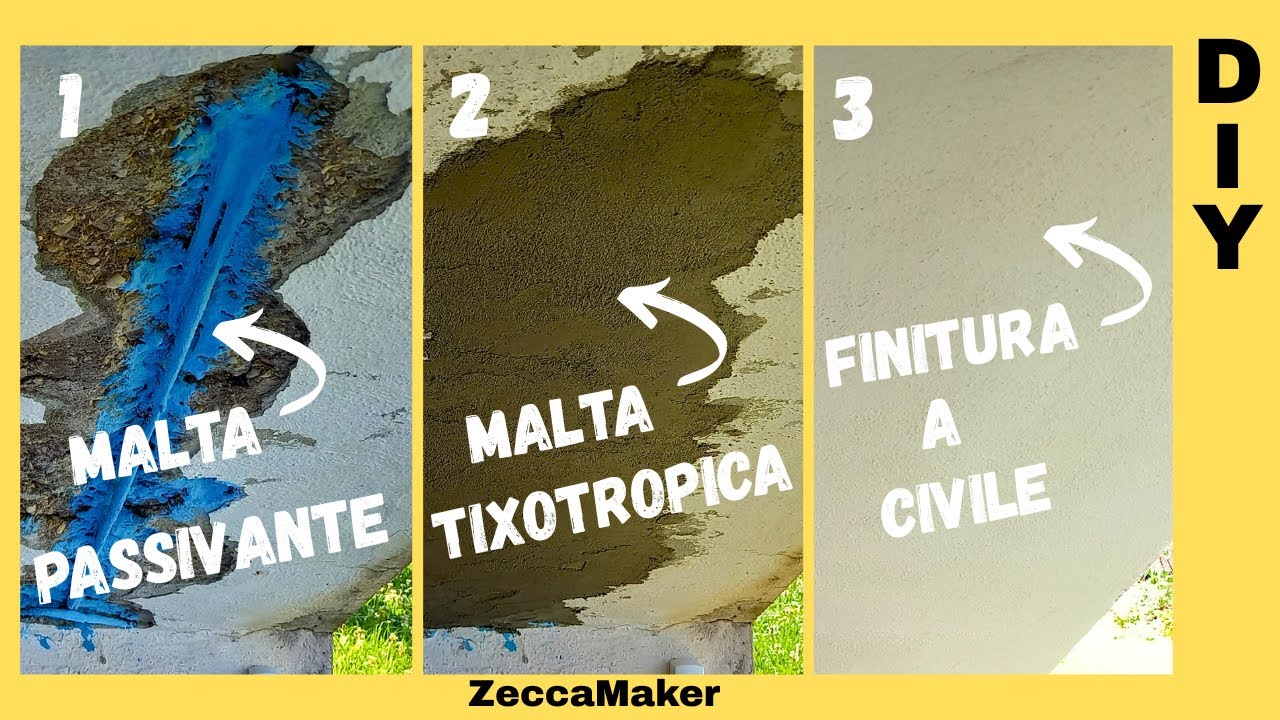 Come RIPRISTINARE il CEMENTO ARMATO Distaccato con # Malta Passivante # e  Malta Tixotropica