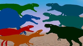 Dinosaurs Battles - Dinosaurs Cartoons - Tyrannosaurus vs Allosaurus vs Spinosaurus