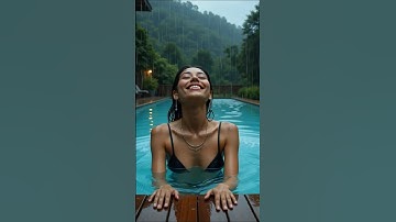 :✨ Monsoon Magic 🌧️ | Joyful Poolside Moments in the Rain #rainsounds