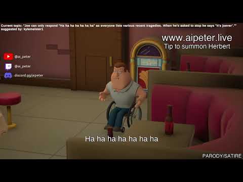 Joe laughs hysterically at various tragedies    AI Family Guy