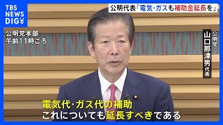 「電気・ガスの補助金も延長すべき」　公明・山口代表が政府に注文｜TBS NEWS DIG