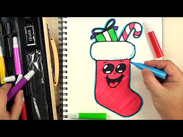 How to Draw a Cute Christmas Stocking Emoji for Beginners - Kiddy