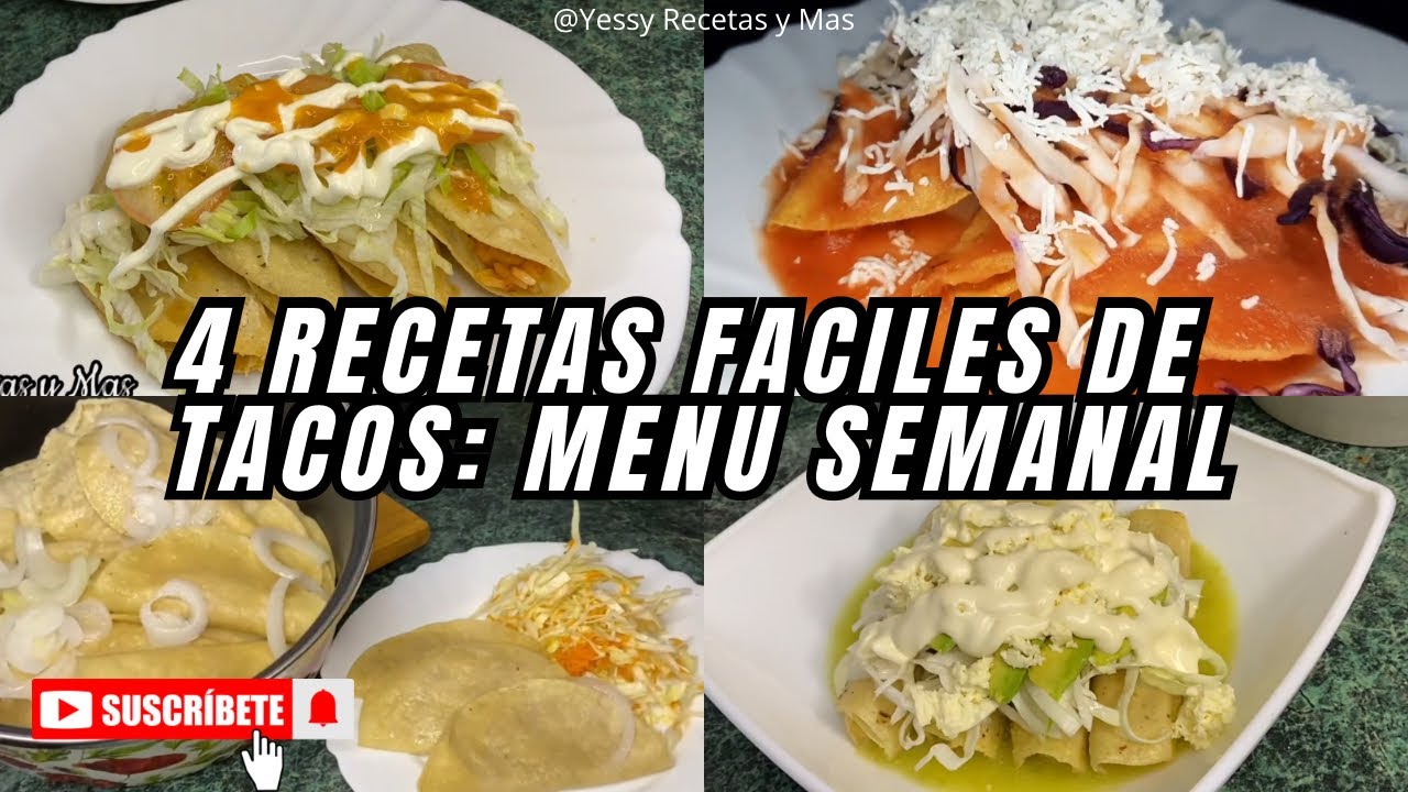 ‼️4 Recetas Faciles de Tacos: MENU SEMANAL