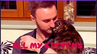 RESCUED KITTEN BECOMES DADDY´S GIRL / SHE'S STILL HUGGING AND KISSING HIM
