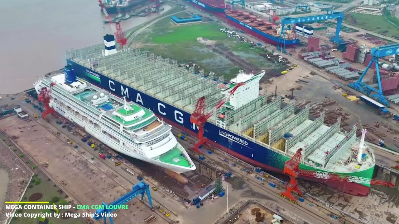 CMA CGM Lourve - mega container ship powered by LNG - YouTube