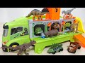 トラックが基地に変形! ミニカーに恐竜フィギュアをセット DINOSAUR CONTAINER TRUCK