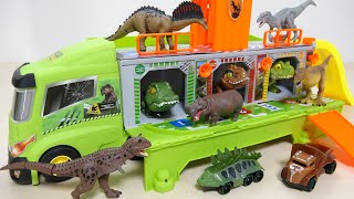 トラックが基地に変形! ミニカーに恐竜フィギュアをセット DINOSAUR CONTAINER TRUCK