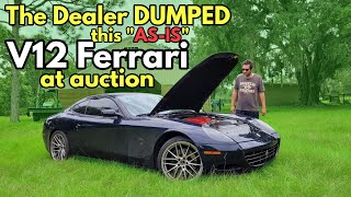 I Bought an 'ASIS' V12 Ferrari with 100,000 Miles and got 90% off MSRP from a Las Vegas Auction