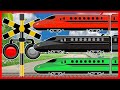 【 踏切 英語 アニメ 】★幼児向け『4色』を英語で覚えよう!! 知育 新幹線 色★Color train for Kids / Learn colors /shinkansen