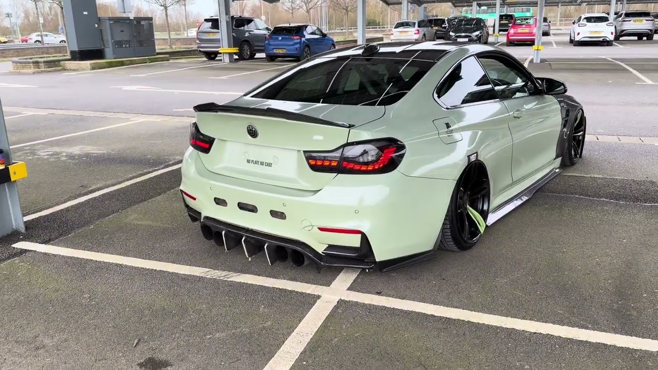 Slammed BMW f82 m4. Crazy mod . Carbon overloaded. Check out this crazy build out. Stance car 