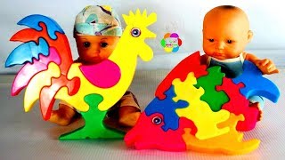 لعبة بازل الديك والسمكة للاطفال اجمل العاب الفك والتركيب بنات واولاد roster and fish puzzle toy game screenshot 5