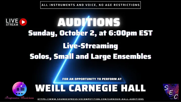 Auditions for Gala at Weill Carnegie Hall