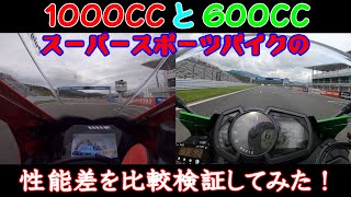 1000CCと600Cと スーパースポーツバイクの性能差を比較検証してみた！ CBR1000RR ZX-6R 富士スピードウェイ FSW